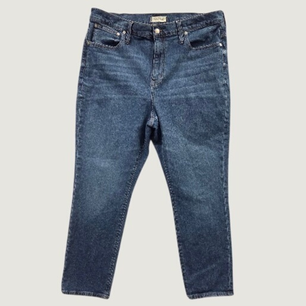 Madewell High-Rise Slim Boyjean Women's 34 (38) Blue Medium Wash Comfort Stretch